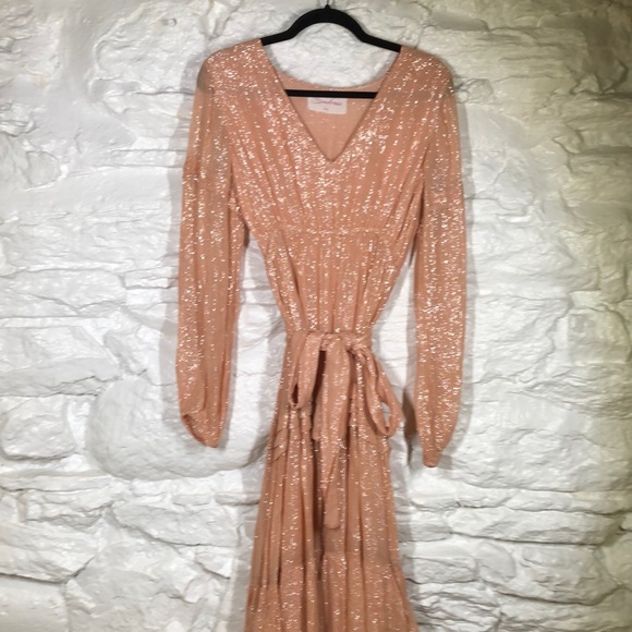 Sundress metallic fabric gown with matching belt - Picture 1 of 4